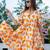 Off-white floral printed rayon ethnic dress for women
