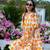 Off-white floral printed rayon ethnic dress for women