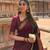 Maroon silk blend banarasi saree with unstitched blouse piece