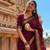 Maroon silk blend banarasi saree with unstitched blouse piece