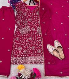 Georgette pink embroidered palazzo set