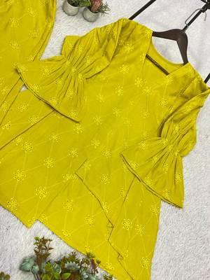 Mehendi color embroidery  work cotton salwar suit 3