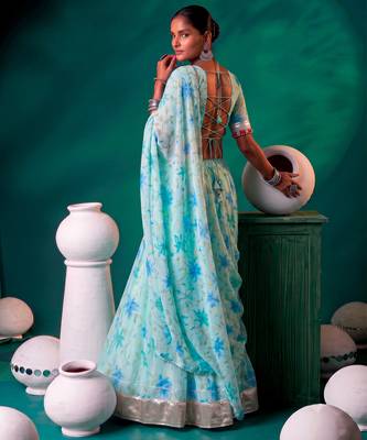 Navratri Special Floral Printed Tabby Silk Stitched Free Size Lehenga Choli 3