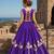 Violet Silk Blend Free Size Stitched Navratri Lehenga Choli with Mirror & Gamthi Embroidery Work