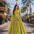 Olive Georgette Free Size Stitched Navratri Lehenga Choli with Bandhej & Embroidery Work