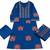 Floral embroidered cotton v neck blue kurta trouser & dupatta set