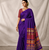 Purple Color Printed And Mirror Work Silk Blend Saree