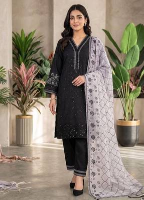 lavender color sequence embroidery work silk blend salwar suit 1
