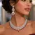 Ruby Red Pear Cut CZ Bridal Jewelry Set, Silver Plated Wedding Necklace Earrings