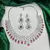 Ruby Red Pear Cut CZ Bridal Jewelry Set, Silver Plated Wedding Necklace Earrings