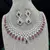Ruby Red Pear Cut CZ Bridal Jewelry Set, Silver Plated Wedding Necklace Earrings