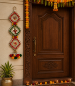 handmade multicolour square chudi ganesh ji satiya shubh labh hanging decorations for home decor hanging (pack of 2)