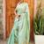 chitra handloom cotton blend saree with zari motifs & pallu pista green