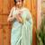 chitra handloom cotton blend saree with zari motifs & pallu pista green