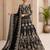 Black net semi stitched anarkali suit with embroidery & stone work