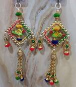 handmade multicolour square chudi parrot and festive decor hanging (pack of 2)