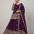 Wine Purple Georgette Embroidered Peplum Top Lehenga Choli Set with Dupatta