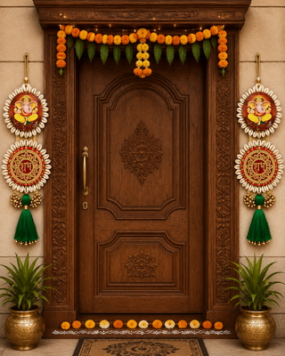 traditional shubh labh kodi chudi decorationganesh ji hanging for festive decoration (pack of 2) 2