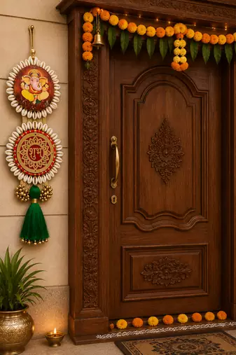 traditional shubh labh kodi chudi decorationganesh ji hanging for festive decoration (pack of 2)