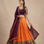 Orange & Wine Zari Border Lehenga Choli