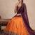 Orange & Wine Zari Border Lehenga Choli