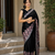 Black Color Printed And Mirror Work Silkm Blend Saree