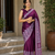 Dark Purple Color Printed And Mirror Work Silkm Blend Saree