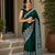 Green Color Printed And Mirror Work Silkm Blend Saree