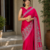 Rani Pink Color Printed And Mirror Work Silkm Blend Saree