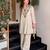 Women's cream crepe straight kurta set with palazzo