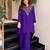 Women's purple crepe straight kurta set with palazzo