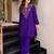 Women's purple crepe straight kurta set with palazzo