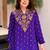 Women's purple crepe straight kurta set with palazzo