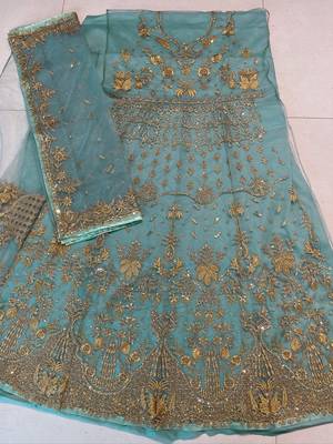 Sky net semi stitched anarkali suit with embroidery & stone work 2