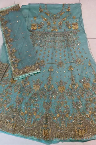 Sky net semi stitched anarkali suit with embroidery & stone work