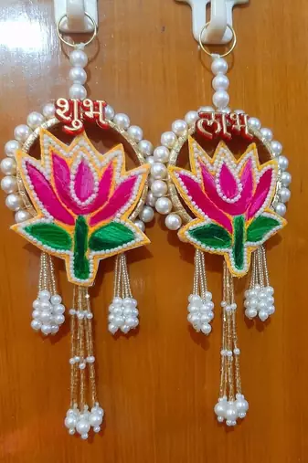 traditional lotus patch small hanging for decorative hanging for toran for home decor (pack of 2)