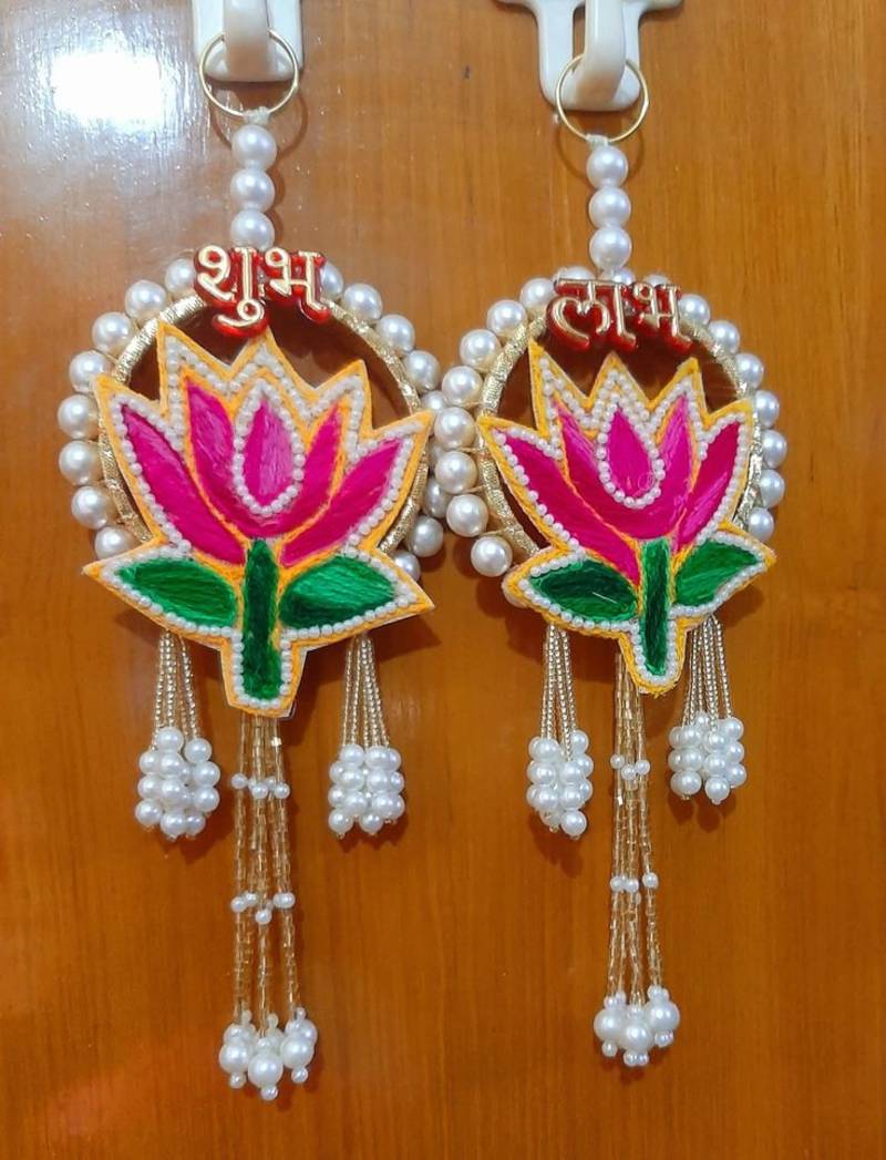 traditional lotus patch small hanging for decorative hanging for toran for home decor (pack of 2)