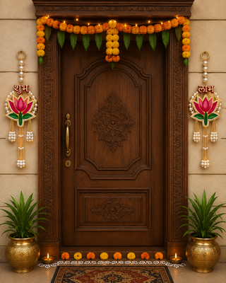 traditional lotus patch small hanging for decorative hanging for toran for home decor (pack of 2) 2