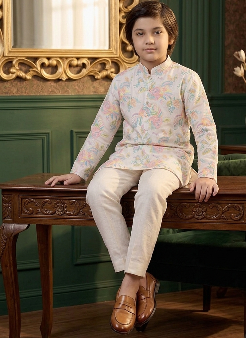  cotton off white floral festive wear momento fashions