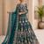 Teal net semi stitched anarkali suit with embroidery & stone work