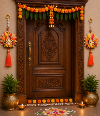 handmade multicolour traditional hanging for decoration hanging for festival toran home decor (pack of 2) 4