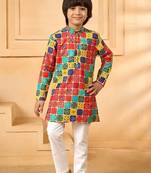 red checkered ethnic festive wear momento fashions