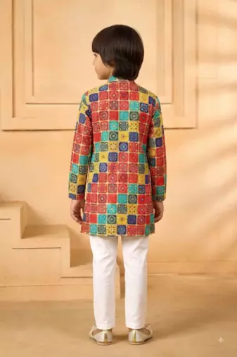 red checkered ethnic festive wear momento fashions
