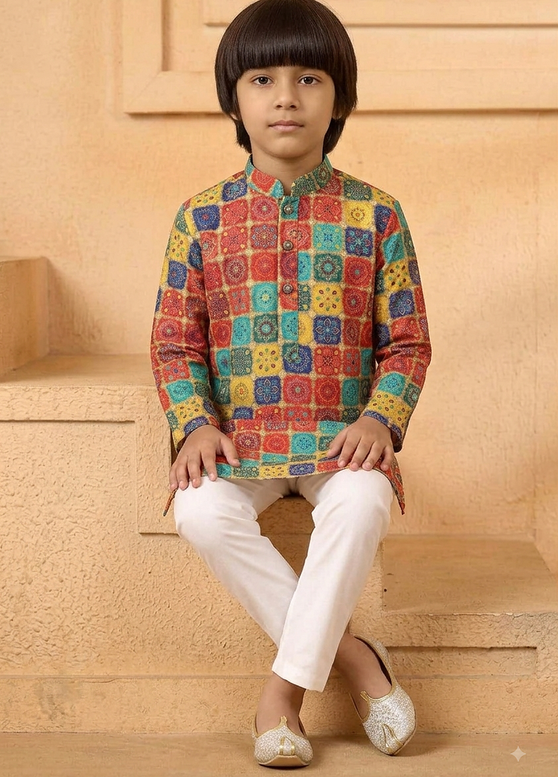 red checkered ethnic festive wear momento fashions