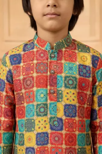 red checkered ethnic festive wear momento fashions