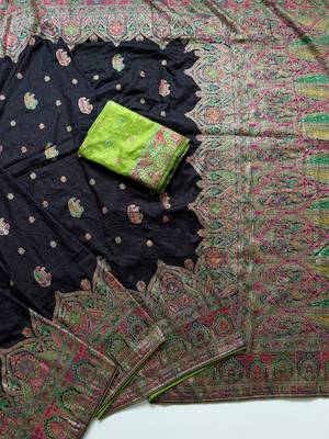 Black Color Zari Weaving Work Silk Blend Saree 2