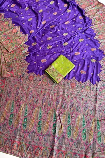 Purple Color Zari Weaving Work Silk Blend Saree