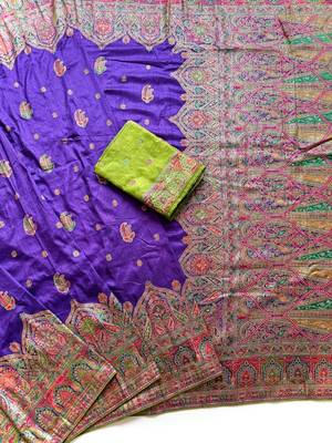 Purple Color Zari Weaving Work Silk Blend Saree 3