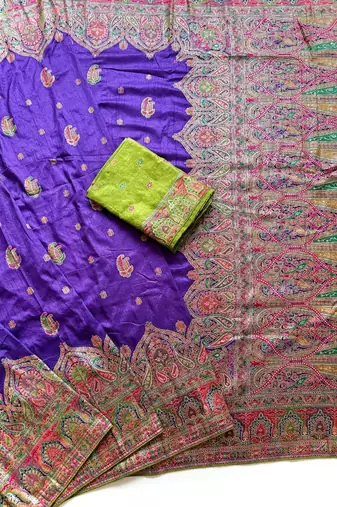 Purple Color Zari Weaving Work Silk Blend Saree