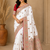 White Color Zari Weaving Work Silk Blend Saree